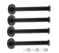 Rannb Wall Hooks Heavy Duty Coat Hooks Stainless Steel Clothes Hanger for Hanging Bathroom Towels Handbag Black 6-inch Length with 16mm Shank Dia - Pack of 4