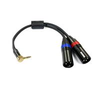 Rannsgeer 3.5mm TRS to Dual XLR Male Y-Splitter Cable, 8 Inch | Stereo, Right Angle, R7C0B