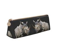 rannsut Animal Rhino Print Pencil Pouch Pencil Case Bag Stylish Zipper Pencil Pouches For Office And Travel