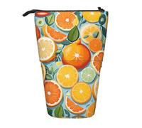 rannsut Citrus Fruit Pattern Print Telescopic Pencil Bag Pen Holder Organizer Cosmetics Bag For Women And Men