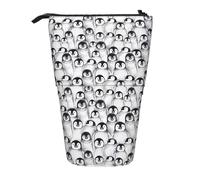 rannsut Cute Penguins Sketch Print Telescopic Pencil Bag Pen Holder Organizer Cosmetics Bag For Women And Men