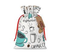 rannsut Delicious Coffee Print Xmas Drawstring Wrapping Bags For Xmas Package Storage, Christmas Party Supplies Favors