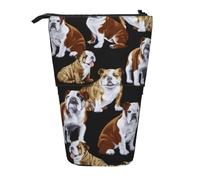 rannsut English Bulldogs Print Telescopic Pencil Bag Pen Holder Organizer Cosmetics Bag For Women And Men