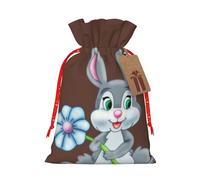 rannsut Fun Easter Rabbit Print Xmas Drawstring Wrapping Bags For Xmas Package Storage, Christmas Party Supplies Favors