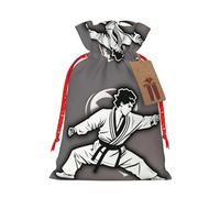 rannsut Karate-Highkick-Icon Christmas Drawstring Print Christmas Packaging Bags, Christmas Party Supplies Gifts