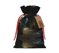 rannsut Old Crypt Print Xmas Drawstring Wrapping Bags For Xmas Package Storage, Christmas Party Supplies Favors