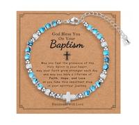 Rannyfol Cross Bracelets for Women, Friendship Bead Bracelets with Cross Pendant Bless Cross Jewelry Bless Cross Bracelet for Teen Girls Jewelry Stuff Gifts, Adjustable-Communion, no gemstone