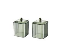RANNYOZIO 2 Pack Acrylic Qtip Holder Cotton Swabs Holder Cotton Ball Organizer Qtip Dispenser Holder with Lid for Bathroom Vanity Canister Storage(Green)