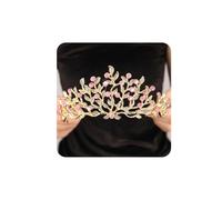 Rannyrena Gold Crystal Tiaras and Crowns for Women Leaf Design with Rhinestone Bridal Queen Crown Princess Headpiece Hair Accessories for Birthday Wedding Pageant Party Prom, normal, alloy, crystal