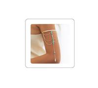 Rannyrena Punk Long Chain Tassel Arm Cuff Boho Turquoise Stone Pendant Arm Bangle Bracelet Vintage Arrow Armlet Open Adjustable Upper Armband Beach Wedding Arm Jewelry for Women, adjustable, alloy, no