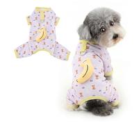 Ranphy 3D Banana Print Dog Pyjamas with Lead Ring, Lightweight 4-Legged Puppy Jumpsuit, Soft Breathable Pjs for AC Room, Small Dogs Chihuahua Pug, Purple, XL
