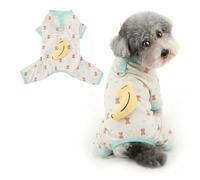 Ranphy 3D Banana Print Dog Pyjamas with Lead Ring, Lightweight 4-Legged Puppy Jumpsuit, Soft Breathable Pjs for AC Room, Small Dogs Chihuahua Pug, Cream, M