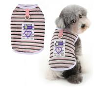 Ranphy Breathable Mesh Striped Extra Small Dog Shirt Sleeveless Puppy T-Shirt with Patch and D-Ring Stretchy Lightweight Summer Spring Pet Vest Chihuahua Yorkie Cat Clothes Pink XL