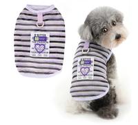 Ranphy Breathable Mesh Striped Extra Small Dog Shirt Sleeveless Puppy T-Shirt with Patch and D-Ring Stretchy Lightweight Summer Spring Pet Vest Chihuahua Yorkie Cat Clothes Purple XXL
