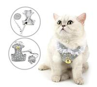 Ranphy Cat Harness and Lead set Small Dog Harness Adjustable Escape Proof No Pull Soft Mesh Kitten Walking Harness Jacket for Walking,Training Gray Size XL