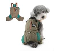 Ranphy Colour-Block Dog Dungarees for Small Dogs, Army Green, XL