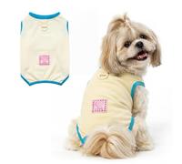 Ranphy Colour Trim Sleeveless Dog Vest with Rear Leg Straps, Lightweight Cool-Touch Pet Shirt with D-Ring, Spring Summer Puppy Clothes for Small Dogs, Cats, Yellow, S