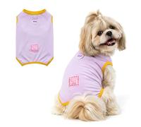 Ranphy Colour Trim Sleeveless Dog Vest with Rear Leg Straps, Lightweight Cool-Touch Pet Shirt with D-Ring, Spring Summer Puppy Clothes for Small Dogs, Cats, Purple, XS