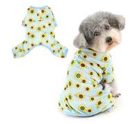 Ranphy Cool Mesh Dog Pajamas for Xsmall Small Dogs Floral Print Summer Pet Jumpsuit with Leash Ring Lightweight Breathable Soft Puppy Onesie Pjs for Chihuahua Yorkie Cats,Blue,M