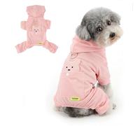 Ranphy Cool-Touch Mesh Dog Hoodie with Leash Ring, Breathable 4-Legged Puppy Jumpsuit for Small Dogs, Cute Solid Color Pet Pyjamas PJS, Summer Cat Clothes with Bear Pocket,Pink,S