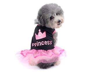 Ranphy Crown Princess Tutu Dress for Small Dogs, Black/Pink, S | Soft Tulle Skirt, Rhinestone Detail, Weddings, Parties, Birthday, Chihuahua, Yorkie, Small Dogs/Cats, Summer Puppy Dress