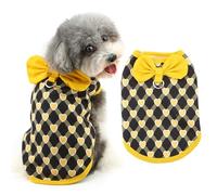 Ranphy Cute Hearts Plaid Pet Fleece Sweatshirt for Small Dog Puppy Sleeveless Vest Pullover Jumper Yorkie Chihuahua Fall Winter Clothes with Leash Ring Bow Cat Clothing,Black,M