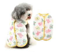 Ranphy Cute Jacquard Butterflies Pet Fleece Vest for Small Dog Puppy Sleeveless Jumper Back Button Down Yorkie Chihuahua Fall Winter Clothes Cat Clothing,White,XS