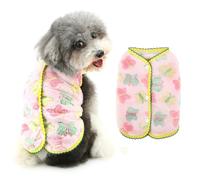 Ranphy Cute Jacquard Butterflies Pet Fleece Vest for Small Dog Puppy Sleeveless Jumper Back Button Down Yorkie Chihuahua Fall Winter Clothes Cat Clothing,Pink,XL