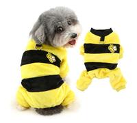 Ranphy Cute Pet Bumble Bee Costume Flannel Fleece Pajamas Pjs for Small Dog Puppy Thermal Jumpsuit Pullover Jumper with D-ring Yorkie Chihuahua Autumn Winter Clothes Cat Clothing,Yellow,XS