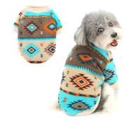 Ranphy Dog Fleece Jumper Warm Pullover for Small Dogs, Style5, M | Ethnic Print, Thermal Fleece Fabric, Elastic Trim, Cold Weather Walks, Photos, French Bulldog Puppy, Easy Wash Pet Apparel