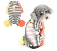 Ranphy Dog Fleece Lined Knit Pajamas for Small Dogs Patchwork Puppy Jumpsuit with D-Ring Stretchable Striped Four-Leg Pullover Pjs Warm Winter Autumn Pet Sleepwear Chihuahua Yorkie Clothes Pink M