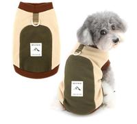Ranphy Dog Fuzzy Fleece Jumper for Small Dogs Colorblock Warm Pet Sweater Pullover with D-Ring Soft Cozy Puppy Sweatshirt Vest Winter Autumn Clothes Chihuahua Yorkie Cat Apparel Beige XL