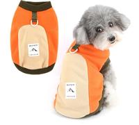 Ranphy Dog Fuzzy Fleece Jumper for Small Dogs Colorblock Warm Pet Sweater Pullover with D-Ring Soft Cozy Puppy Sweatshirt Vest Winter Autumn Clothes Chihuahua Yorkie Cat Apparel Orange XL