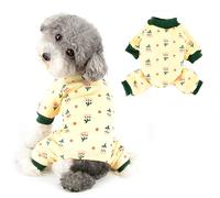 Ranphy Dog Pajamas for Small Dog Plain Fleece Pet Pjs with Floral Printed Soft Comfortable Puppy Pyjamas Autumn Winter Warm Pullover Chihuahua Yorkie Cat Apparel, Yellow, M