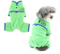 Ranphy Dog Sherpa Fleece Pyjamas for Small Dogs Solid Puppy Jumpsuit with D-Ring Soft Four-Leg Pullover Pet Sleepwear Warm Cozy Winter Autumn Pjs Chihuahua Yorkie Cat Clothes Green L