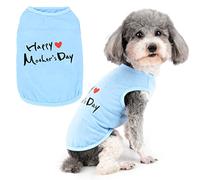 Ranphy Dog Shirts Clothes with Happy Mother's Day Happy Father's Day Letters Print for Small Dog Boys Girls Pet Cute T Shirts Puppy Spring Summer Clothing Cats Apparel, Blue, L