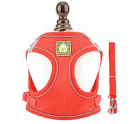 Ranphy Escape Proof Small Dog Harness and Lead Set Adjustable Puppy Cat Step In Mesh Vest No Pull Reflective Solid Color Soft Breathable Pet Harnesses for Walking Outdoor Training Red XS