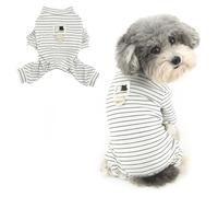 Ranphy Fashion Stripe Pet Knit Pyjamas Pjs for Xsmall Small Dog Stretchy Puppy Jumpsuit Pullover Shirt with D-ring Yorkie Chihuahua Spring Summer Clothes Cat Clothing,White,M