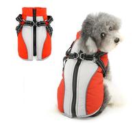 Ranphy Fleece Lined Dog Coat for Small Dogs Warm Windproof Puppy Jacket with Double D-Ring Reflective Built-in Harness Adjustable Belt Turtleneck Pet Padded Winter Chihuahua Yorkie Clothes Red XS