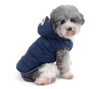 Ranphy Fleece-Lined Padded Hoodie Coat for Small Dogs, Blue, XL | Cotton-Padded Fabric, Fleece Lining, Winter Walks, French Bulldog, Chihuahua, Small Medium Dogs, Hooded Puppy Jacket