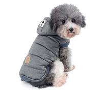 Ranphy Fleece-Lined Padded Hoodie Coat for Small Dogs, Grey, XL | Cotton-Padded Fabric, Fleece Lining, Winter Walks, French Bulldog, Chihuahua, Small Medium Dogs, Hooded Puppy Jacket