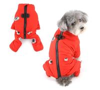 Ranphy Fleece Lined Plaid Dog Coat for Small Dogs Warm Puppy Jumpsuit with Double D-Ring Turtleneck Adjustable Pet Jacket Winter Clothes Chihuahua Yorkie Cat Cold Weather Outdoor Wear Red XXL