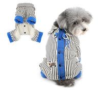 Ranphy Fleece Lined Striped Dog Coat for Small Dogs Warm Puppy Jumpsuit with Double D-Ring and Cute Doggie Patch Pet Jacket Cozy Winter Padded Clothes Chihuahua Yorkie Cat Outdoor Wear Black XL