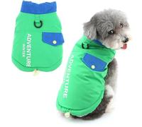 Ranphy Fleece Lined Waterproof Dog Coat for Small Dogs Winter Puppy Jacket with D-Ring Letter Printed Turtleneck Warm Windproof Pet Snowsuit Vest Chihuahua Yorkie Cat Cold Weather Clothes Green S