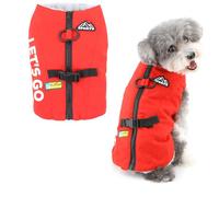 Ranphy Fleece Lined Waterproof Dog Coat for Small Dogs Winter Puppy Jacket with Double D-Ring and Letter Printed Warm Windproof Pet Snowsuit Vest Chihuahua Yorkie Cold Weather Clothes Red M