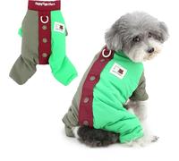 Ranphy Fleece Lined Windproof Dog Coat for Small Dogs Warm Colorblock Puppy Jumpsuit with D-Ring and Letter Turtleneck Padded Pet Jacket Winter Chihuahua Yorkie Cat Outdoor Snow Clothes Burgundy S