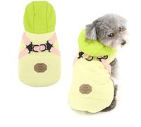 Ranphy Fleece Lined Windproof Dog Hooded Coat for Small Dogs Winter Solid Puppy Jacket with Built-in Harnes D-Ring and Big Pocket Soft Warm Pet Padded Vest Cozy Chihuahua Yorkie Cat Clothes Green XL