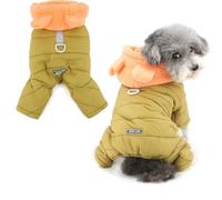 Ranphy Fleece Lined Windproof Dog Hoodie Coat for Small Dogs Warm Solid Puppy Jumpsuit with D-Ring Soft Padded Pet Jacket Winter Cozy Chihuahua Yorkie Cat Cold Weather Outdoor Clothes Yellow XXL