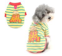 Ranphy Fleece Sweatshirt for Xsmall Small Dogs and Cats, Warm Striped Pullover with D-Ring and Cute YES! I'M SO CUTE! Print, Winter Outfit for Chihuahua Yorkie Puppy Kitten,Yellow,M