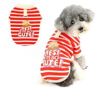 Ranphy Fleece Sweatshirt for Xsmall Small Dogs and Cats, Warm Striped Pullover with D-Ring and Cute YES! I'M SO CUTE! Print, Winter Outfit for Chihuahua Yorkie Puppy Kitten,Red,XS